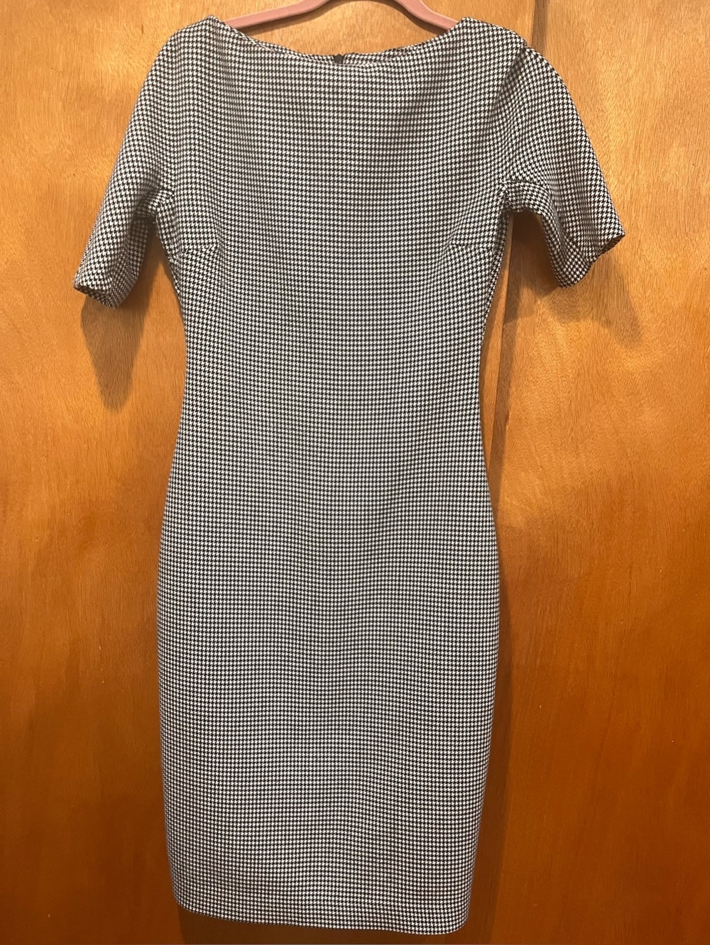 Zara Black and White Houndstooth Midi Dress